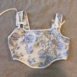 Floral Blue and White Corset Top